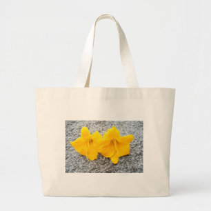 yellow daylily flowers in full bloom  large tote bag