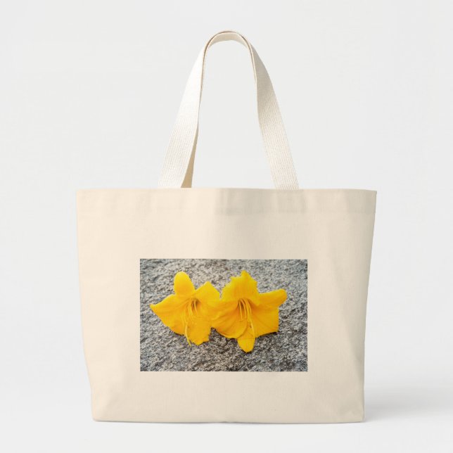 yellow daylily flowers in full bloom  large tote bag (Front)