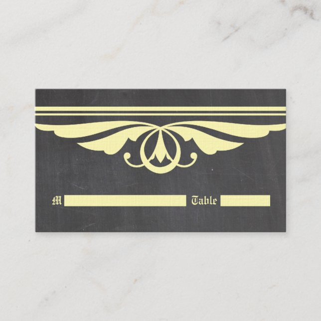 Yellow Deco Chalkboard Place Card (Front)