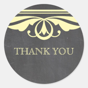 Yellow Deco Chalkboard Thank You Stickers
