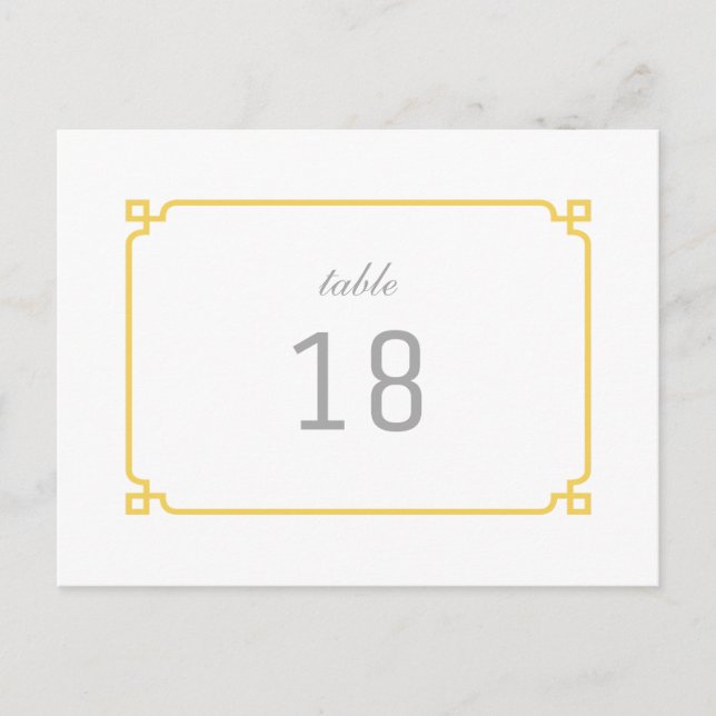 Yellow Deco Chic Table Number Postcard (Front)