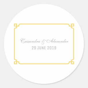 Yellow Deco Chic Wedding Classic Round Sticker