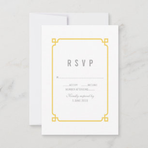 Yellow Deco Chic Wedding RSVP Card