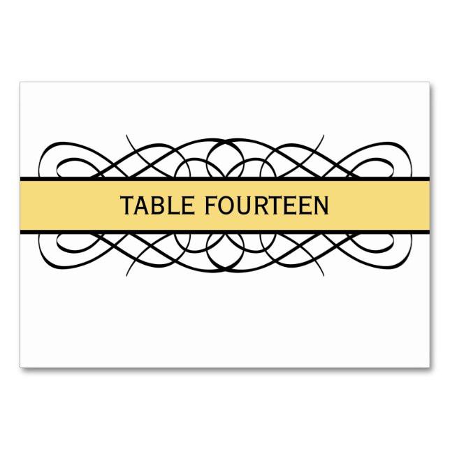 Yellow Deco Flourish Table Card (Front)