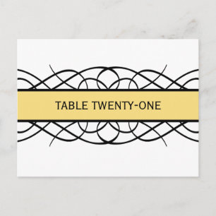 Yellow Deco Flourish Table Number Postcard