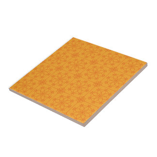 Yellow Decorative mandala art geometric Pattern Ceramic Tile