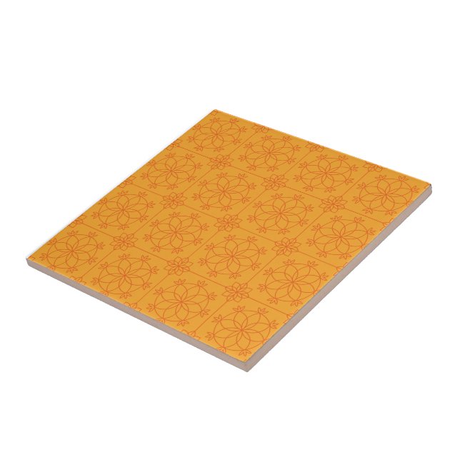 Yellow Decorative mandala art geometric Pattern Ceramic Tile (Side)