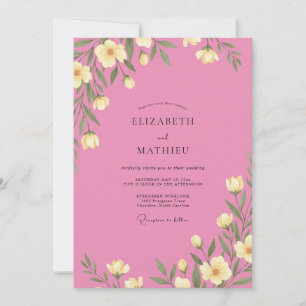Yellow Delicate Floral Romance Wedding Invitation