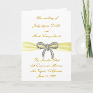 Yellow Diamond Bow Wedding Program Card