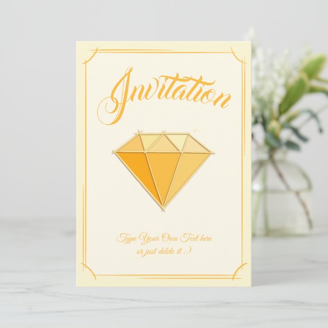 Yellow Diamond Gemstone Jewellery. 50 Golden Weddi Invitation (Standing Front)