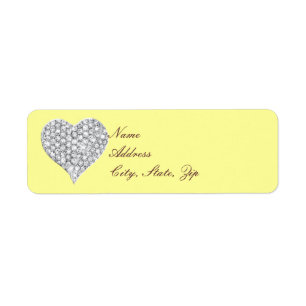 Yellow Diamond Heart Address Labels