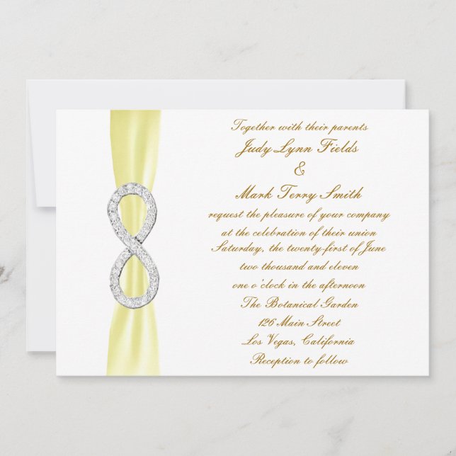 Yellow Diamond Infinity Wedding Invitation (Front)
