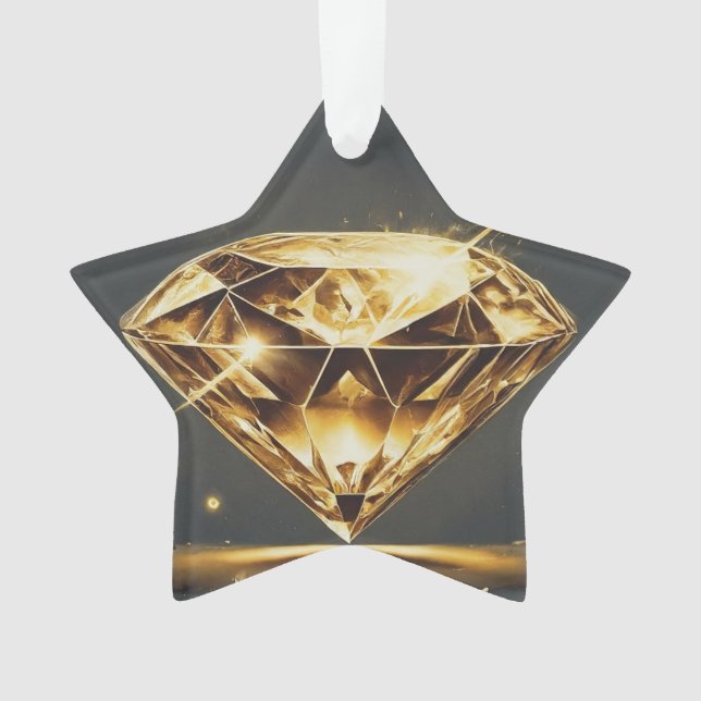 Yellow Diamond Music Wave Design Ornament (Front)