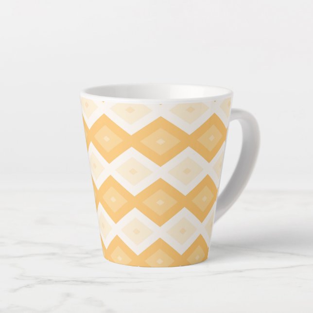 Yellow diamond pattern latte mug (Right Angle)