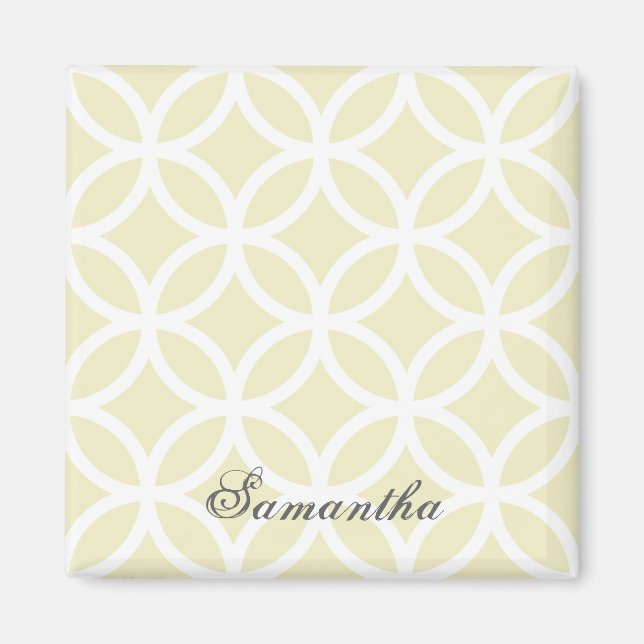 Yellow Diamond Pattern Personalised Magnet (Front)