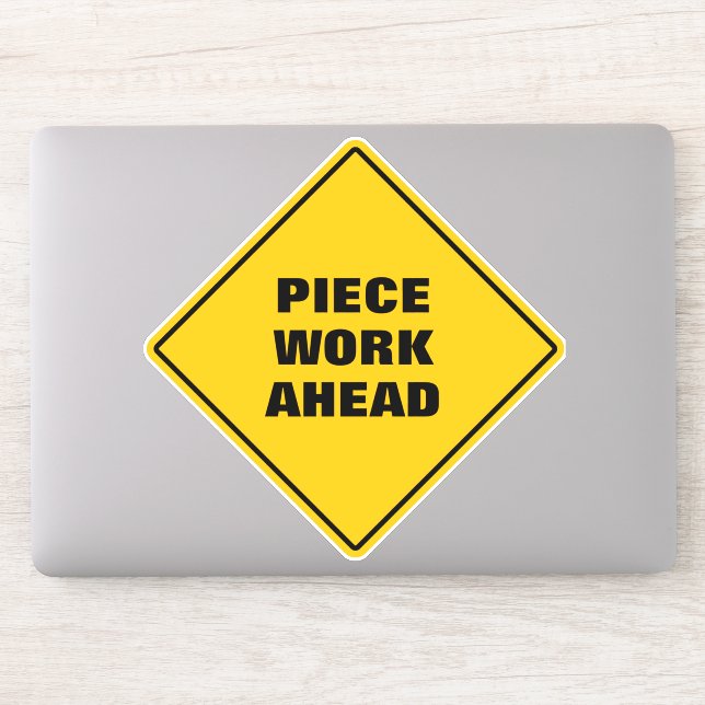 Yellow diamond road sign piece work ahead  (Computer)