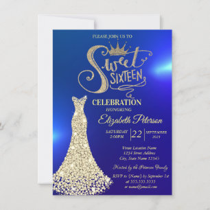 Yellow Diamonds Dress,Diamonds Sweet 16  Invitation