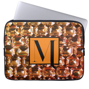 Yellow diamonds,  orange diamonds , gemstone   laptop sleeve