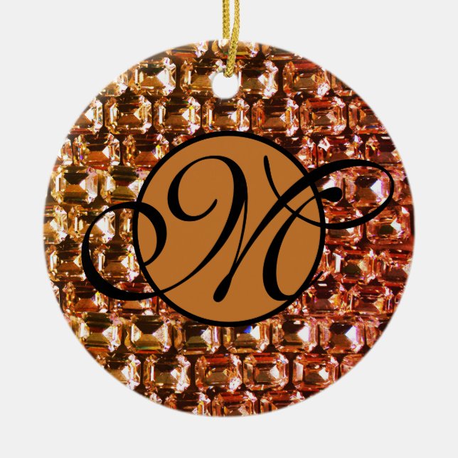 Yellow diamonds,  orange diamonds , gemstones ceramic ornament (Front)