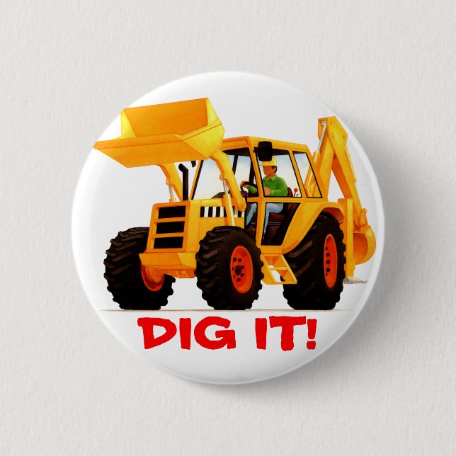 Yellow Digger 6 Cm Round Badge (Front)