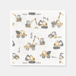 Yellow Digger Construction Pattern Little Builder Napkin