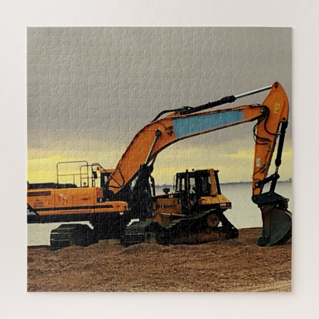 Yellow Digger & Tractor Moving Shingle 676 piece Jigsaw Puzzle (Vertical)