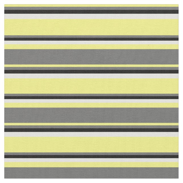 Yellow, Dim Grey, Black, and Light Cyan Lines Fabric (Close Up)