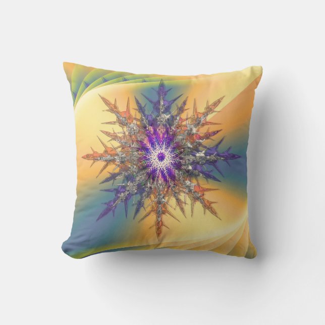 Yellow & Dimond modern flowral  Cushion (Front)