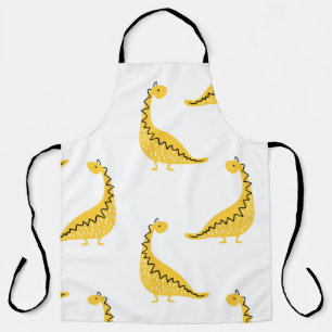 Yellow dinosaur seamless pattern. Funny vintage il Apron