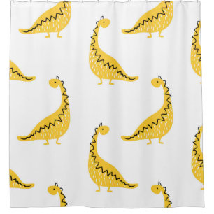 Yellow dinosaur seamless pattern. Funny vintage il Shower Curtain