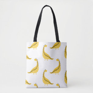 Yellow dinosaur seamless pattern. Funny vintage il Tote Bag