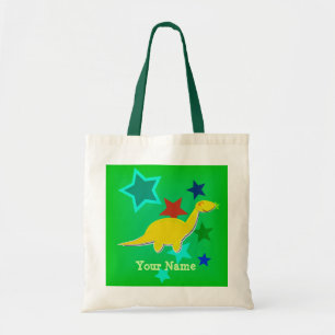 Yellow Dinosaur Stars Name Bag/ Tote Bag