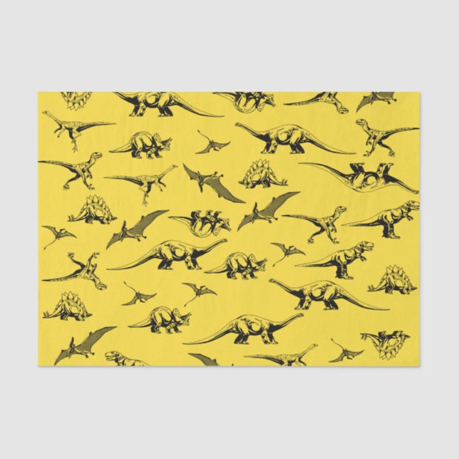 Yellow Dinosaurs Tissue Paper (Front)