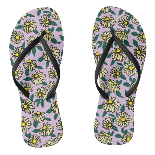 Yellow Ditsy Floral Pattern Thongs (Footbed)