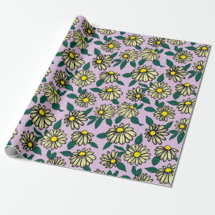 Yellow Ditsy Floral Pattern Wrapping Paper