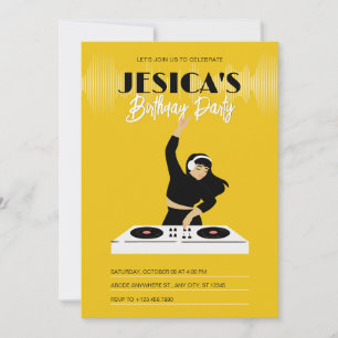 Yellow dj music player  invitation