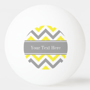 Yellow Dk Grey White LG Chevron Grey Name Monogram Ping Pong Ball