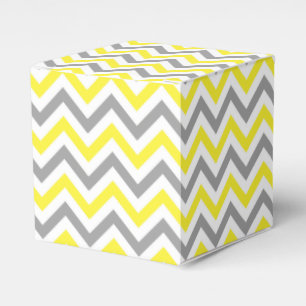 Yellow, Dk Grey Wht Large Chevron ZigZag Pattern Favour Box