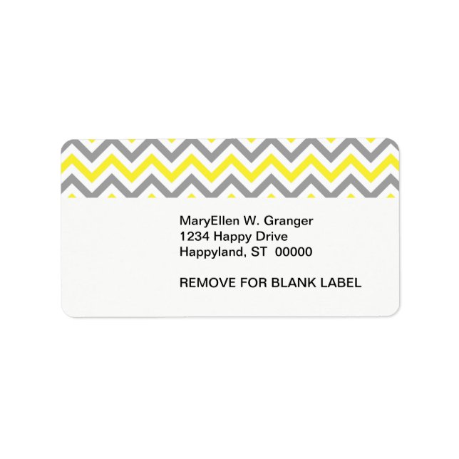 Yellow, Dk Grey Wht Large Chevron ZigZag Pattern Label (Front)