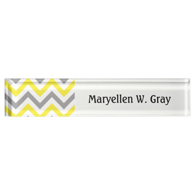Yellow, Dk Grey Wht Large Chevron ZigZag Pattern Nameplate (Front)