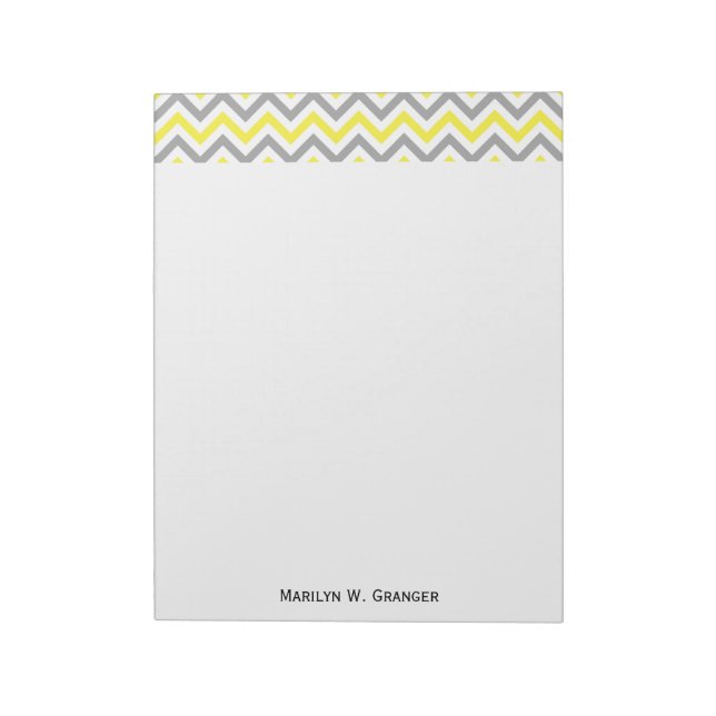 Yellow, Dk Grey Wht Large Chevron ZigZag Pattern Notepad (Rotated)