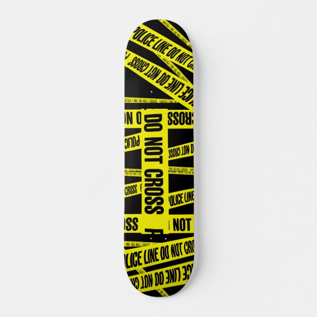 Yellow Do Not Cross Crime Scene Tape Danger Areas Skateboard (Front)