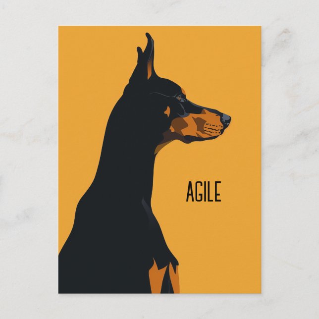 Yellow Doberman Postcard (Front)
