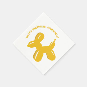 Yellow Dog Balloon Animal Birthday Party Napkin