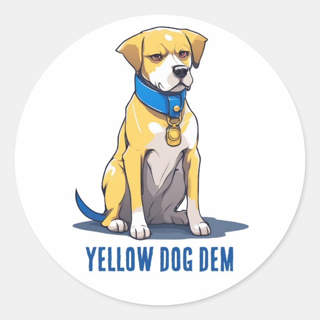 Yellow Dog Democrat Politics USA President 2024 Classic Round Sticker (Front)