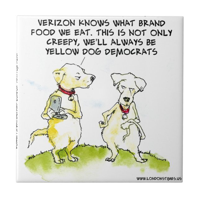 Yellow Dog Democrats Funny Ceramic Tile (Front)