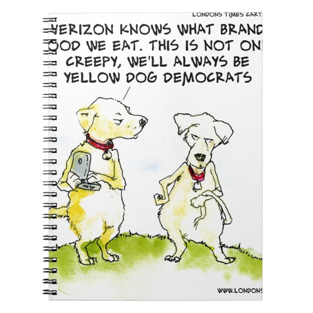 Yellow Dog Democrats Funny Notebook (Front)