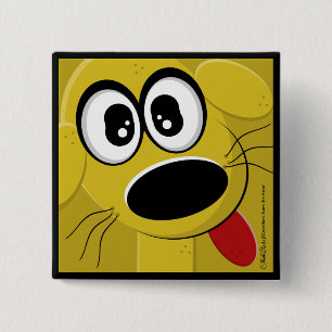 Yellow Dog Face 15 Cm Square Badge