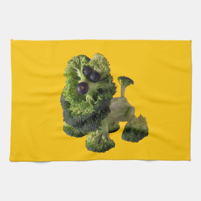 Yellow dog kitchen towel. tea towel (Horizontal)