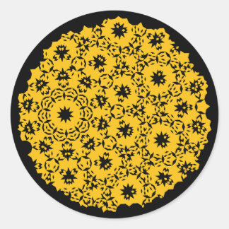 Yellow Dog Pattern Classic Round Sticker
